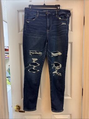 American Eagle Outfitters Dark Indigo Distressed Skinny Jeans